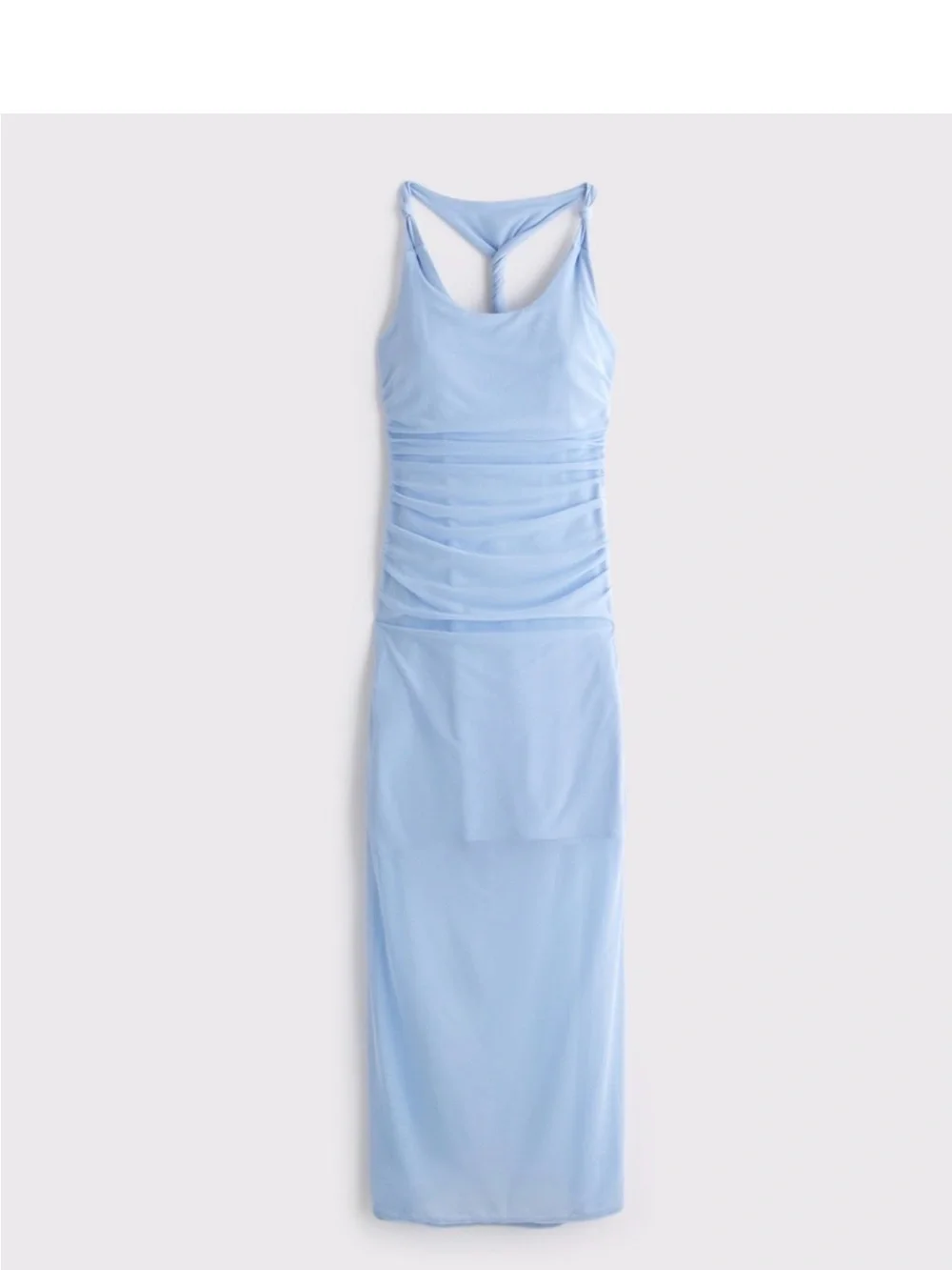 Light Blue Sheer Overlay Maxi Dress